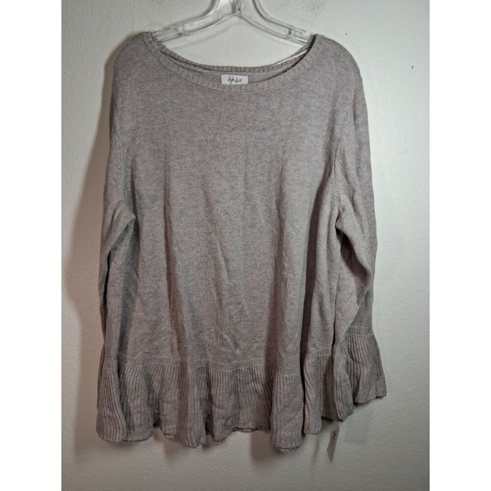 NWT Style & Co Sweater Business Casual Cozy Boho Bell Sleeve Knit Beige Size 3X